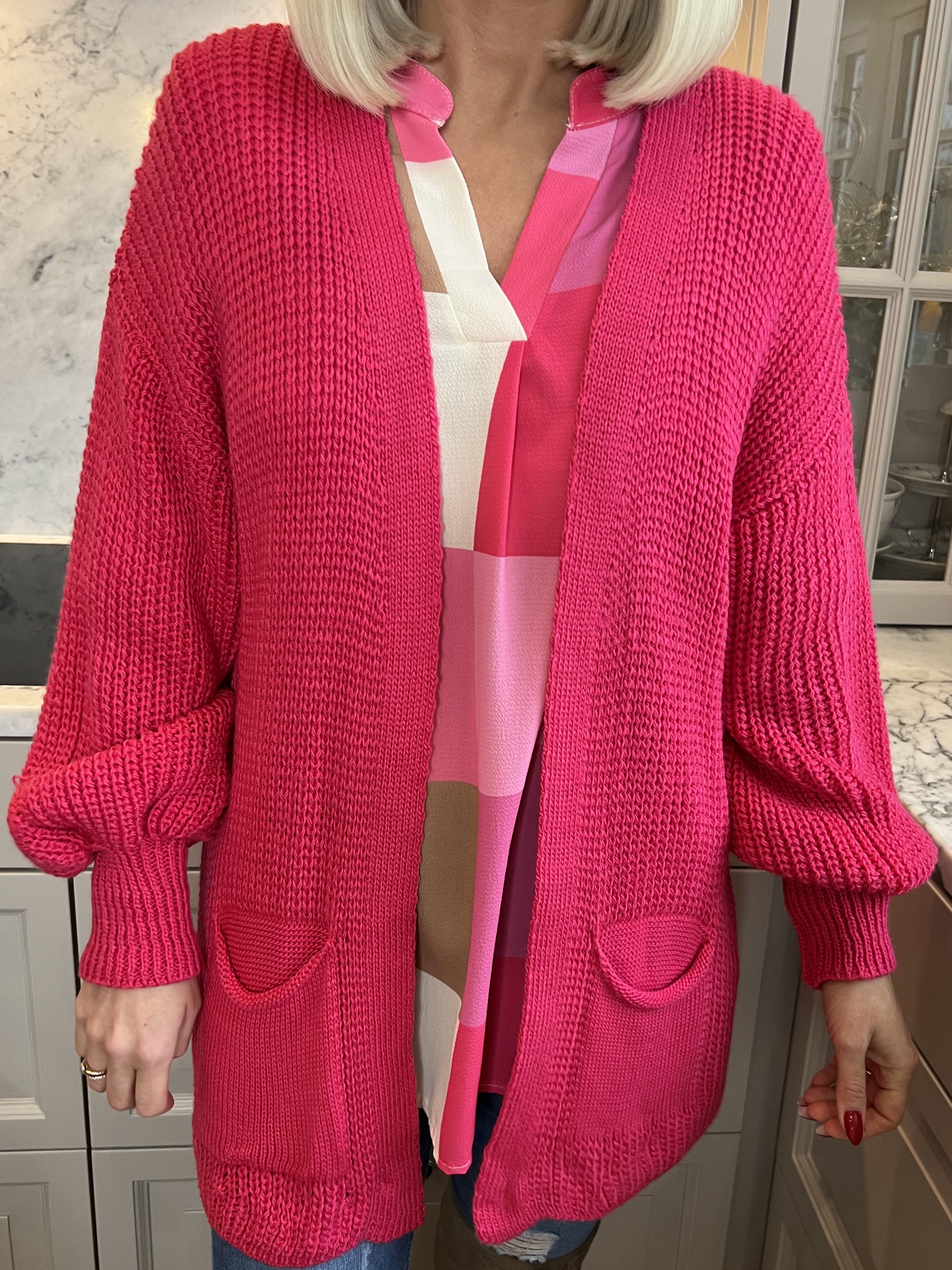 Sally Short - Sød strik cardigan med ballonærmer